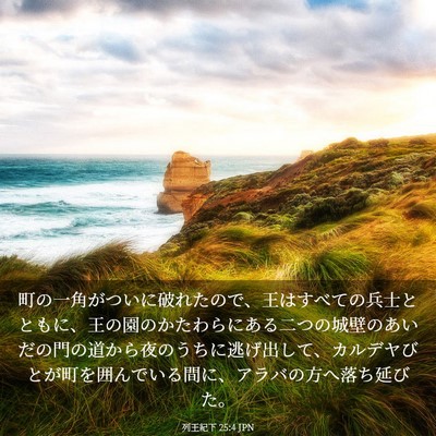 Picture 03 - 列王紀下 25:4 JPN - 町の一角がついに破れたので、王は - Bible Verse Picture