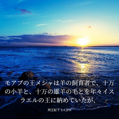 Picture 03 - 列王紀下 3:4 JPN - モアブの王メシャは羊の飼育者で、 - Bible Verse Picture