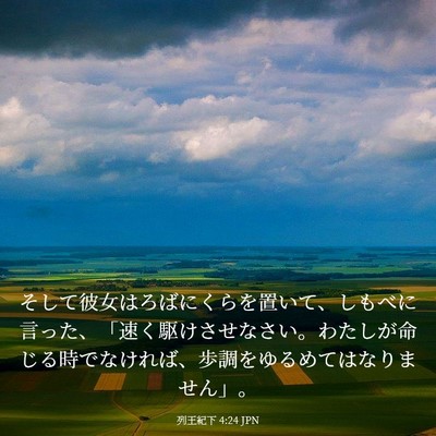 Picture 03 - 列王紀下 4:24 JPN - そして彼女はろばにくらを置いて、 - Bible Verse Picture