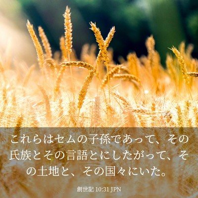 Picture 03 - 創世記 10:31 JPN - これらはセムの子孫であって、その - Bible Verse Picture