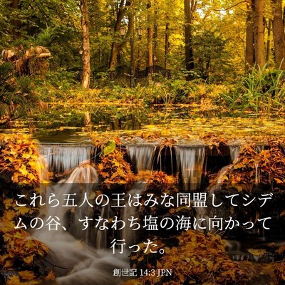 Picture 03 - 創世記 14:3 JPN - これら五人の王はみな同盟してシデ - Bible Verse Picture