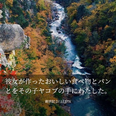 Picture 03 - 創世記 27:17 JPN - 彼女が作ったおいしい食べ物とパン - Bible Verse Picture
