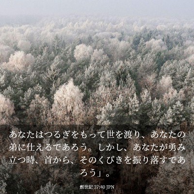 Picture 03 - 創世記 27:40 JPN - あなたはつるぎをもって世を渡り、 - Bible Verse Picture