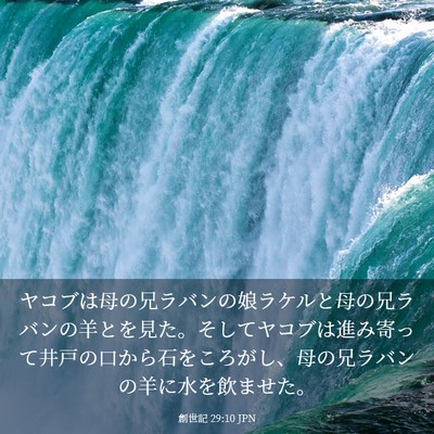 Picture 03 - 創世記 29:10 JPN - ヤコブは母の兄ラバンの娘ラケルと - Bible Verse Picture