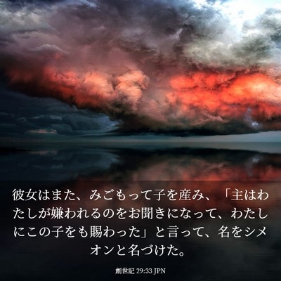 Picture 03 - 創世記 29:33 JPN - 彼女はまた、みごもって子を産み、 - Bible Verse Picture
