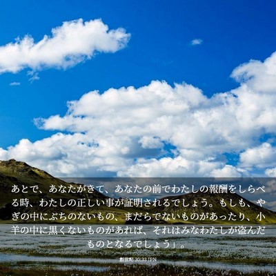 Picture 03 - 創世記 30:33 JPN - あとで、あなたがきて、あなたの前 - Bible Verse Picture