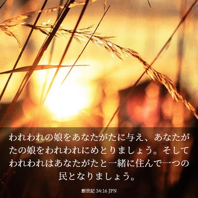 Picture 03 - 創世記 34:16 JPN - われわれの娘をあなたがたに与え、 - Bible Verse Picture