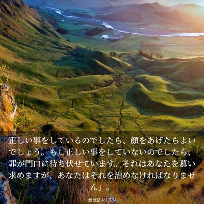 Picture 03 - 創世記 4:7 JPN - 正しい事をしているのでしたら、顔 - Bible Verse Picture