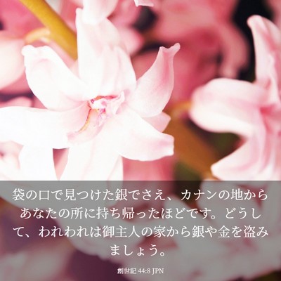 Picture 03 - 創世記 44:8 JPN - 袋の口で見つけた銀でさえ、カナン - Bible Verse Picture