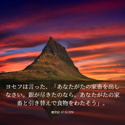 Picture 03 - 創世記 47:16 JPN - ヨセフは言った、「あなたがたの家 - Bible Verse Picture