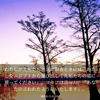Picture 03 - 創世記 47:30 JPN - わたしが先祖たちと共に眠るときに - Bible Verse Picture