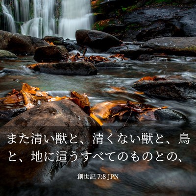 Picture 03 - 創世記 7:8 JPN - また清い獣と、清くない獣と、鳥と - Bible Verse Picture