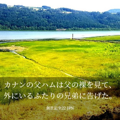 Picture 03 - 創世記 9:22 JPN - カナンの父ハムは父の裸を見て、外 - Bible Verse Picture