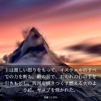 Picture 03 - 哀歌 2:3 JPN - 主は激しい怒りをもって、イスラエ - Bible Verse Picture
