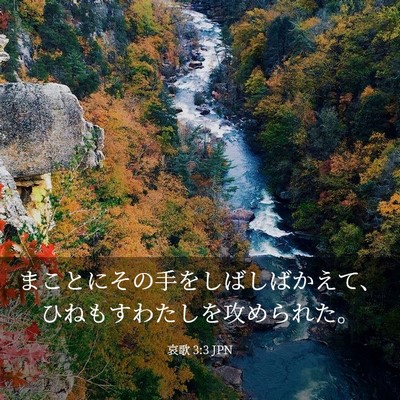 Picture 03 - 哀歌 3:3 JPN - まことにその手をしばしばかえて、 - Bible Verse Picture