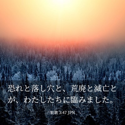 Picture 03 - 哀歌 3:47 JPN - 恐れと落し穴と、荒廃と滅亡とが、 - Bible Verse Picture
