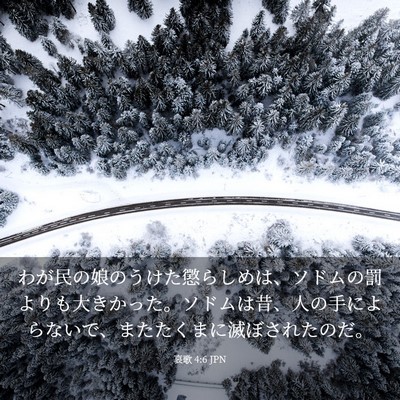 Picture 03 - 哀歌 4:6 JPN - わが民の娘のうけた懲らしめは、ソ - Bible Verse Picture