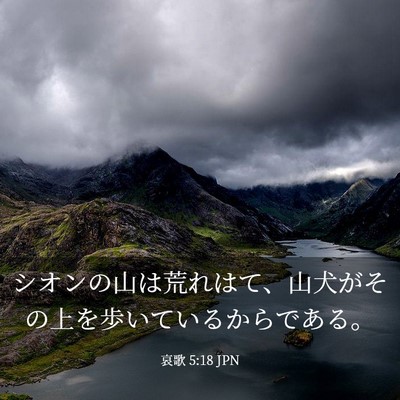 Picture 03 - 哀歌 5:18 JPN - シオンの山は荒れはて、山犬がその - Bible Verse Picture