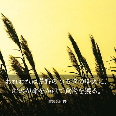 Picture 03 - 哀歌 5:9 JPN - われわれは荒野のつるぎのゆえに、 - Bible Verse Picture
