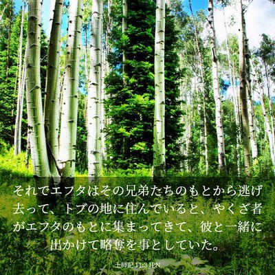 Picture 03 - 士師記 11:3 JPN - それでエフタはその兄弟たちのもと - Bible Verse Picture