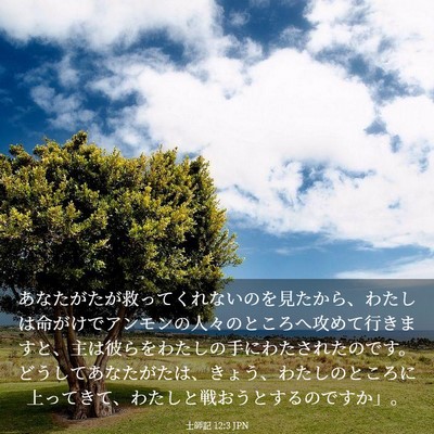 Picture 03 - 士師記 12:3 JPN - あなたがたが救ってくれないのを見 - Bible Verse Picture