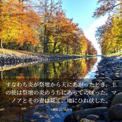 Picture 03 - 士師記 13:20 JPN - すなわち炎が祭壇から天にあがった - Bible Verse Picture