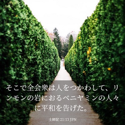 Picture 03 - 士師記 21:13 JPN - そこで全会衆は人をつかわして、リ - Bible Verse Picture