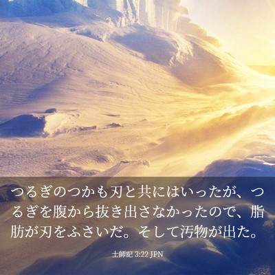 Picture 03 - 士師記 3:22 JPN - つるぎのつかも刃と共にはいったが - Bible Verse Picture