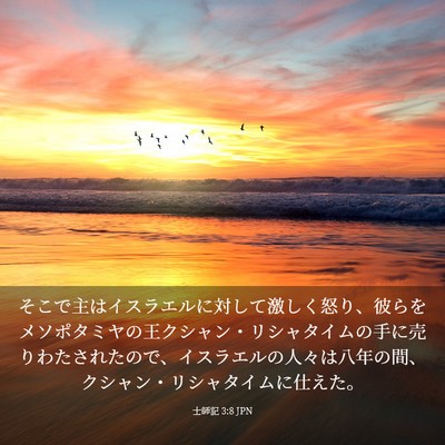 Picture 03 - 士師記 3:8 JPN - そこで主はイスラエルに対して激し - Bible Verse Picture