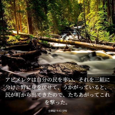 Picture 03 - 士師記 9:43 JPN - アビメレクは自分の民を率い、それ - Bible Verse Picture