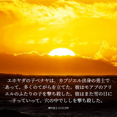 Picture 03 - 歴代志上 11:22 JPN - エホヤダの子ベナヤは、カブジエル - Bible Verse Picture