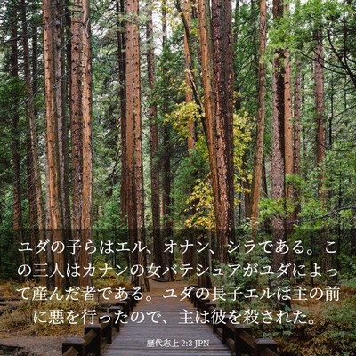 Picture 03 - 歴代志上 2:3 JPN - ユダの子らはエル、オナン、シラで - Bible Verse Picture