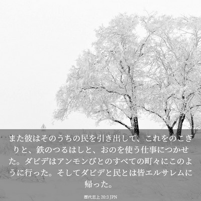 Picture 03 - 歴代志上 20:3 JPN - また彼はそのうちの民を引き出して - Bible Verse Picture