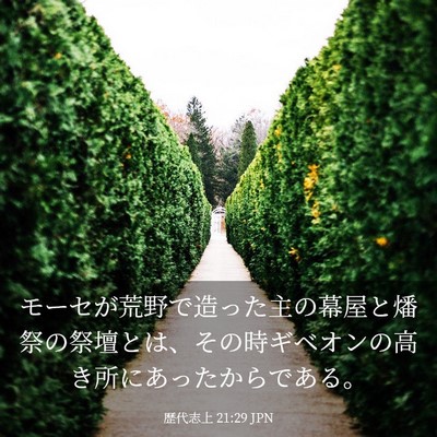 Picture 03 - 歴代志上 21:29 JPN - モーセが荒野で造った主の幕屋と燔 - Bible Verse Picture
