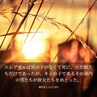 Picture 03 - 歴代志上 23:22 JPN - エレアザルは男の子がなくて死に、 - Bible Verse Picture