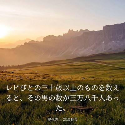 Picture 03 - 歴代志上 23:3 JPN - レビびとの三十歳以上のものを数え - Bible Verse Picture
