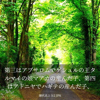 Picture 03 - 歴代志上 3:2 JPN - 第三はアブサロムでゲシュルの王タ - Bible Verse Picture
