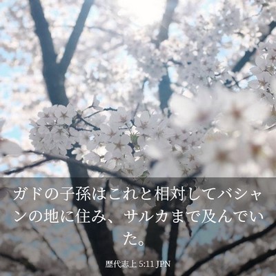 Picture 03 - 歴代志上 5:11 JPN - ガドの子孫はこれと相対してバシャ - Bible Verse Picture