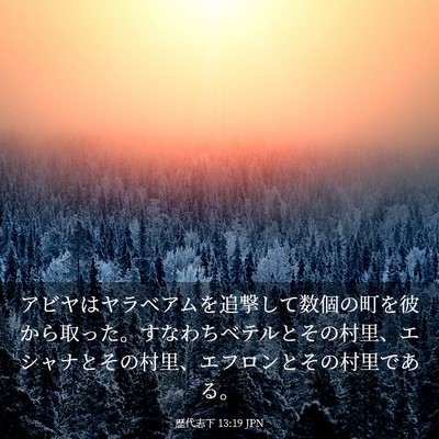Picture 03 - 歴代志下 13:19 JPN - アビヤはヤラベアムを追撃して数個 - Bible Verse Picture