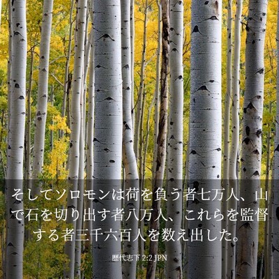 Picture 03 - 歴代志下 2:2 JPN - そしてソロモンは荷を負う者七万人 - Bible Verse Picture