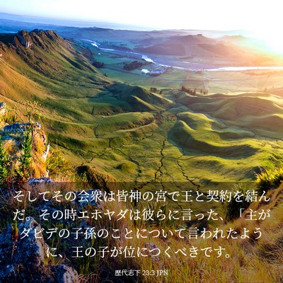 Picture 03 - 歴代志下 23:3 JPN - そしてその会衆は皆神の宮で王と契 - Bible Verse Picture