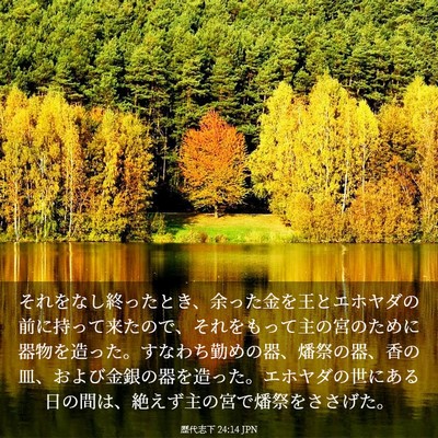 Picture 03 - 歴代志下 24:14 JPN - それをなし終ったとき、余った金を - Bible Verse Picture