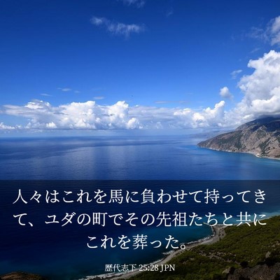 Picture 03 - 歴代志下 25:28 JPN - 人々はこれを馬に負わせて持ってき - Bible Verse Picture
