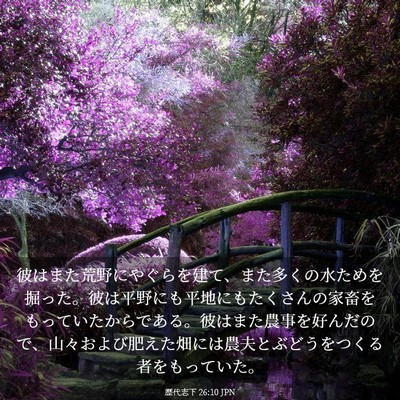 Picture 03 - 歴代志下 26:10 JPN - 彼はまた荒野にやぐらを建て、また - Bible Verse Picture