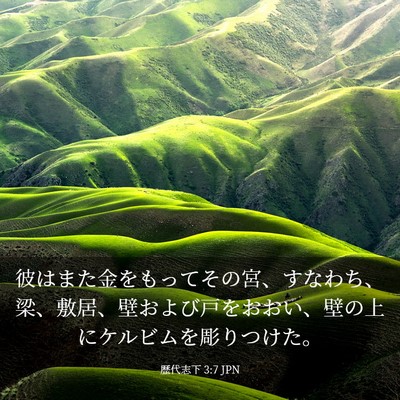 Picture 03 - 歴代志下 3:7 JPN - 彼はまた金をもってその宮、すなわ - Bible Verse Picture