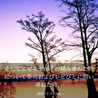 Picture 03 - 歴代志下 31:9 JPN - そしてヒゼキヤがその積み重ねた物 - Bible Verse Picture