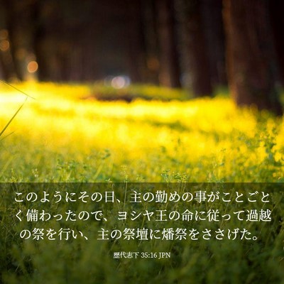 Picture 03 - 歴代志下 35:16 JPN - このようにその日、主の勤めの事が - Bible Verse Picture