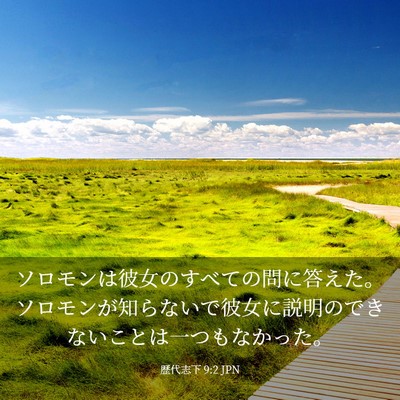 Picture 03 - 歴代志下 9:2 JPN - ソロモンは彼女のすべての問に答え - Bible Verse Picture
