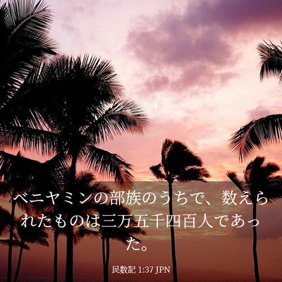Picture 03 - 民数記 1:37 JPN - ベニヤミンの部族のうちで、数えら - Bible Verse Picture