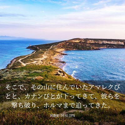 Picture 03 - 民数記 14:45 JPN - そこで、その山に住んでいたアマレ - Bible Verse Picture